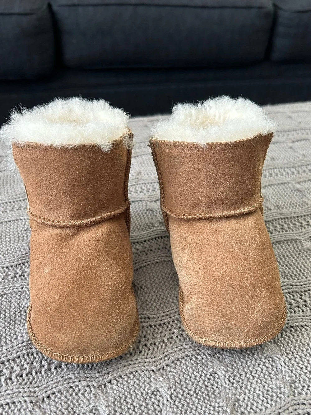 UGG Erin Chestnut Suede Baby Sheepskin Booties